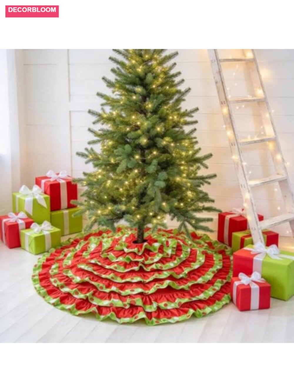 48 Inch Ruffle Tree Skirt with Polka Dots - Picture 5 of 6